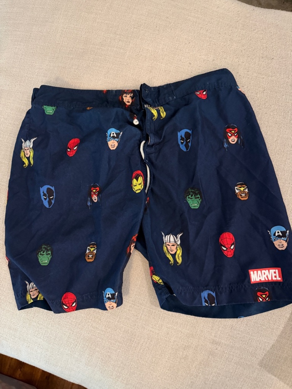 Marvel Navy Men's Superhero Head Print Swim Shorts